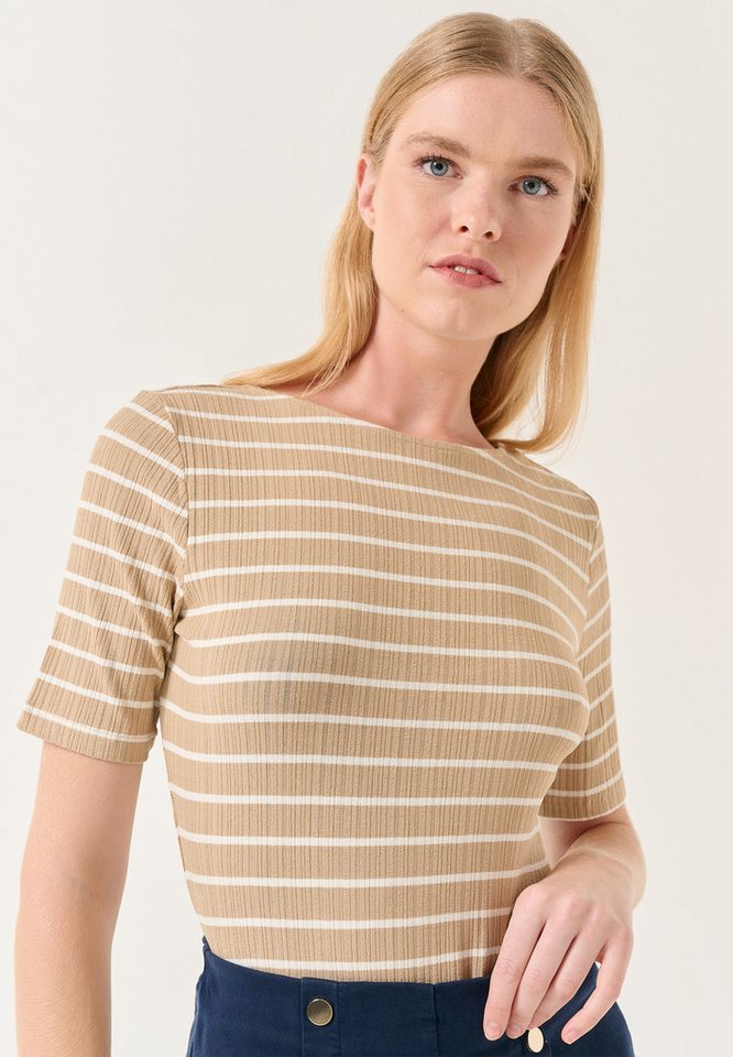 Jimmy Key Blusentop Kein Ausschnitt Kurzärmlig Gestreift Bluse von Jimmy Key