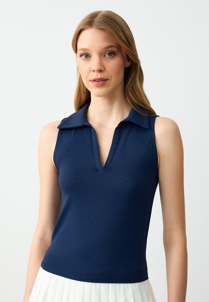 Jimmy Key Blusentop Marineblaue Ärmellose Polobluse von Jimmy Key