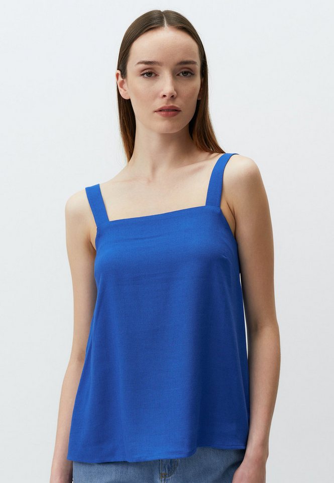 Jimmy Key Blusentop Quadratischer Ausschnitt Leinen Basic Bluse mit Bändern von Jimmy Key