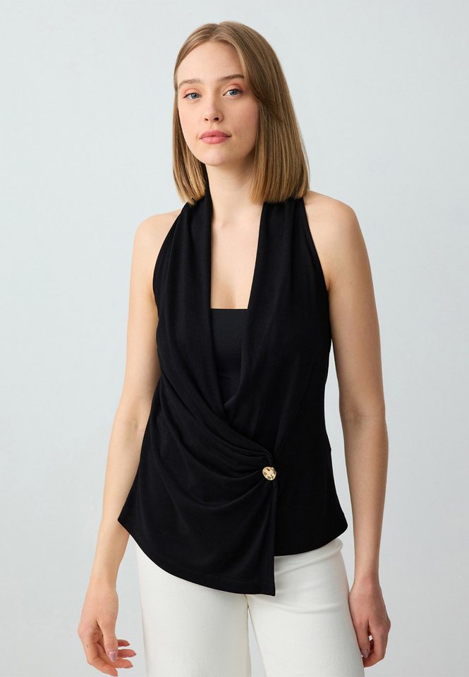 Jimmy Key Blusentop Gerade Geschnittene Ärmellose Strickbluse Mit Zweireihigem Kragen von Jimmy Key
