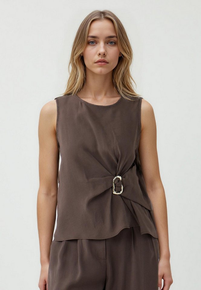 Jimmy Key Blusentop Regular Fit – Gewebte Bluse in Braun mit Rundhalsausschnitt von Jimmy Key