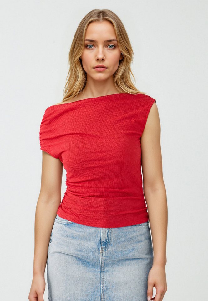 Jimmy Key Blusentop Rote Strickbluse mit schulterfreier Passform von Jimmy Key