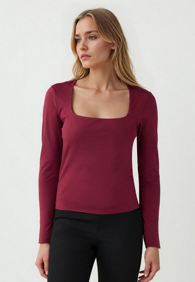 Jimmy Key Blusentop Schmal geschnittene Strickbluse mit quadratischem Ausschnitt und lange Jimmy Key Blusentop Schmal geschnittene Strickbluse mit quadratischem Ausschnitt und lange von Jimmy Key