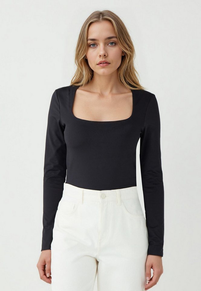 Jimmy Key Blusentop Schmal geschnittene Strickbluse mit quadratischem Ausschnitt und lange von Jimmy Key
