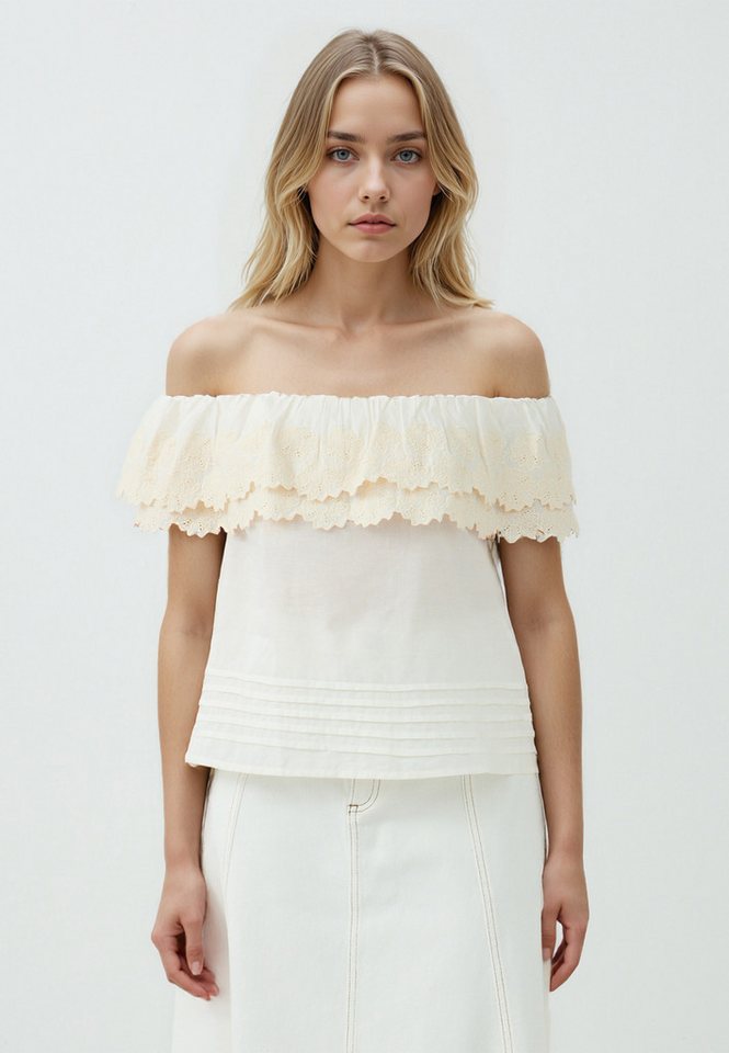 Jimmy Key Blusentop Schulterfreie Gewebte Bluse İn Ecru Mit Normaler Passform von Jimmy Key
