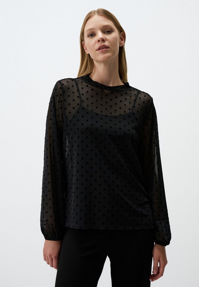 Jimmy Key Blusentop Schwarz Durchsichtig Polka Dot Bluse von Jimmy Key