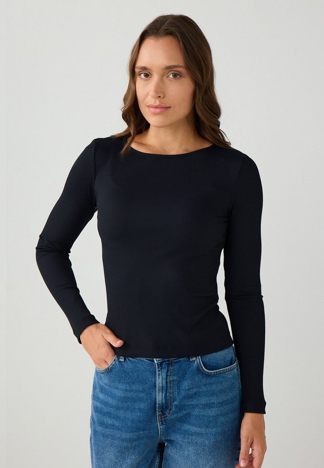 Jimmy Key Blusentop Schwarze schulterfreie Strickbluse in Slim Fit von Jimmy Key