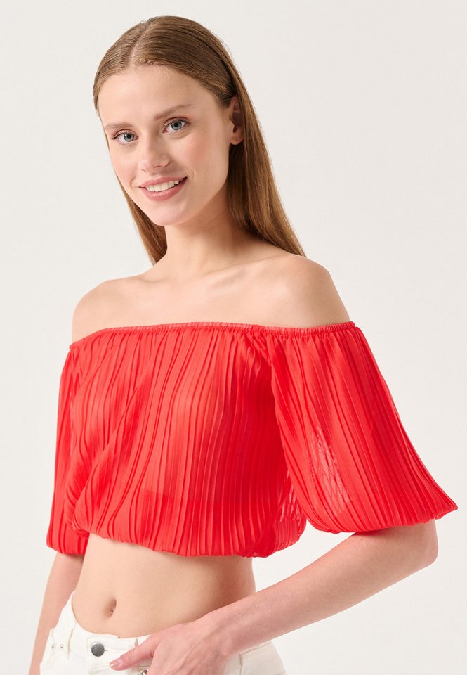 Jimmy Key Blusentop U-Boot-Ausschnitt Ärmel bis zum Ellbogen Mesh Bluse von Jimmy Key