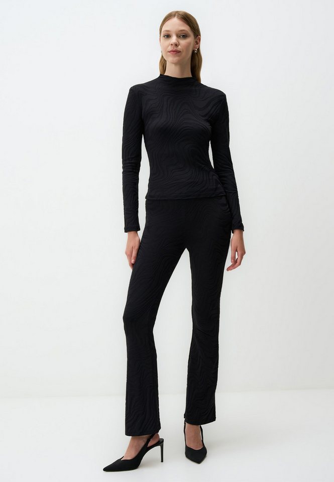 Jimmy Key Strickhose Hohe Taille Weites Bein Linie Gemustert Hosen von Jimmy Key
