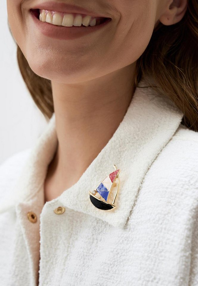 Jimmy Key Brosche Bunte Brosche Mit Segelfiguren von Jimmy Key