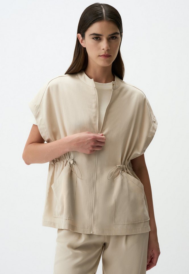 Jimmy Key Anzugweste Lockerer Schnitt Offener Kragen Taille Elastisch Gabardine Weste von Jimmy Key