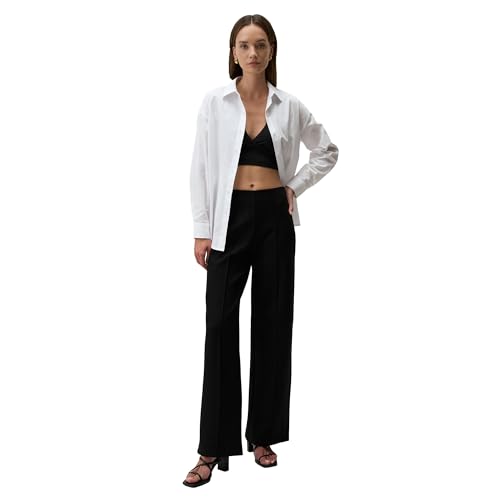Jimmy Key Damen Lockere Passform Hoher Bund Lang Weit Gestrickt Schwarz Hose von Jimmy Key