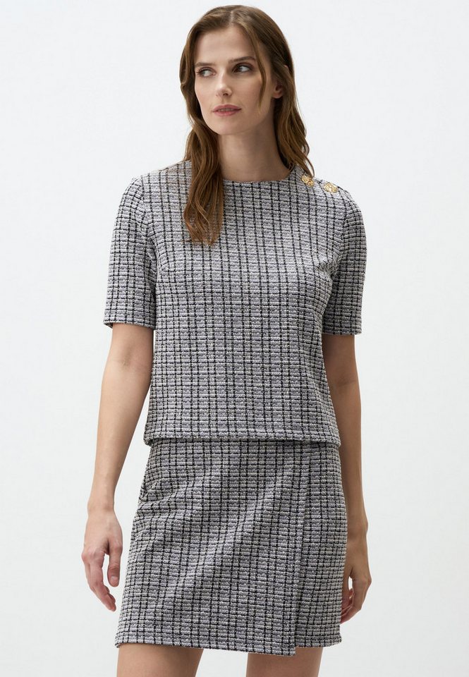Jimmy Key Blusentop Gold Knöpfe Tweed Bluse von Jimmy Key