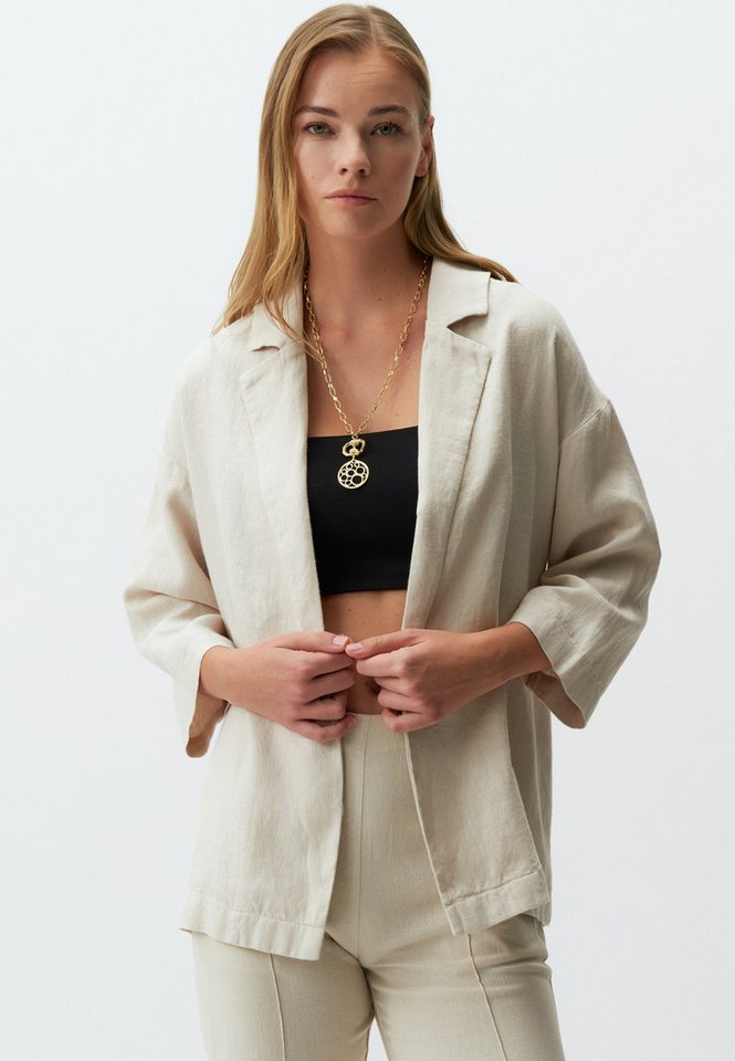 Jimmy Key Kurzjacke Gerade geschnitten Langärmlig Leinen Jacke von Jimmy Key