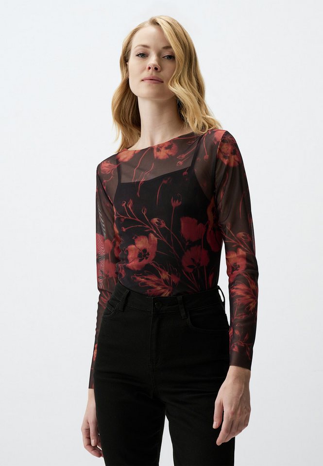 Jimmy Key Blusentop Elegant Blumenmuster Schwarz Bluse von Jimmy Key
