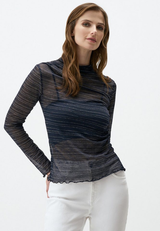 Jimmy Key Blusentop Kein Ausschnitt Slim Fit Strick Gemustert Mesh Bluse von Jimmy Key