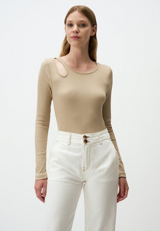 Jimmy Key Blusentop Rundhalsausschnitt Slim Fit Langärmlig Bluse von Jimmy Key