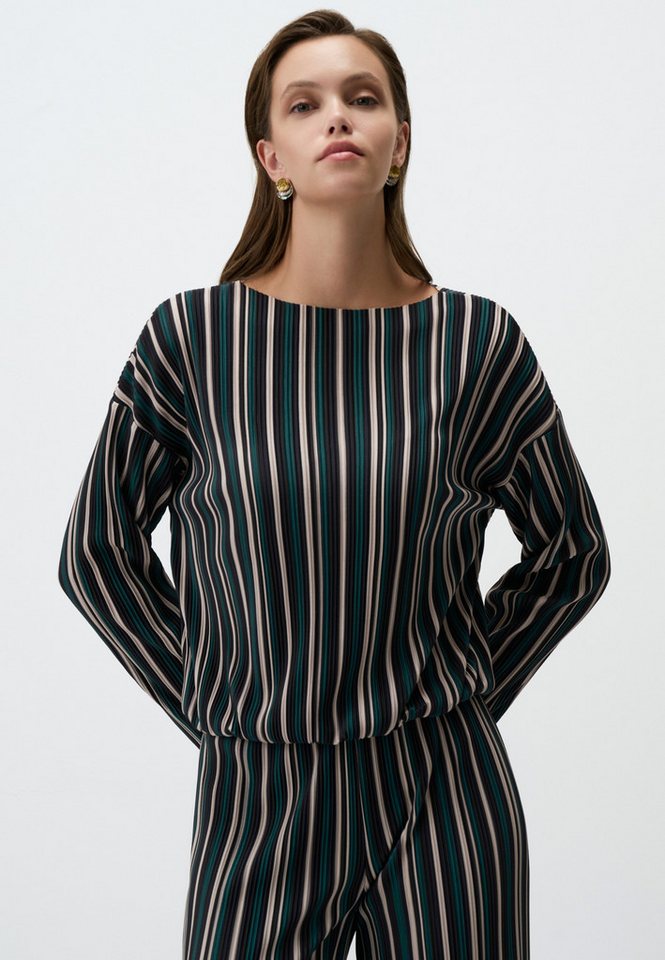 Jimmy Key Blusentop U-Boot-Ausschnitt Linie Gemustert Strick Bluse von Jimmy Key