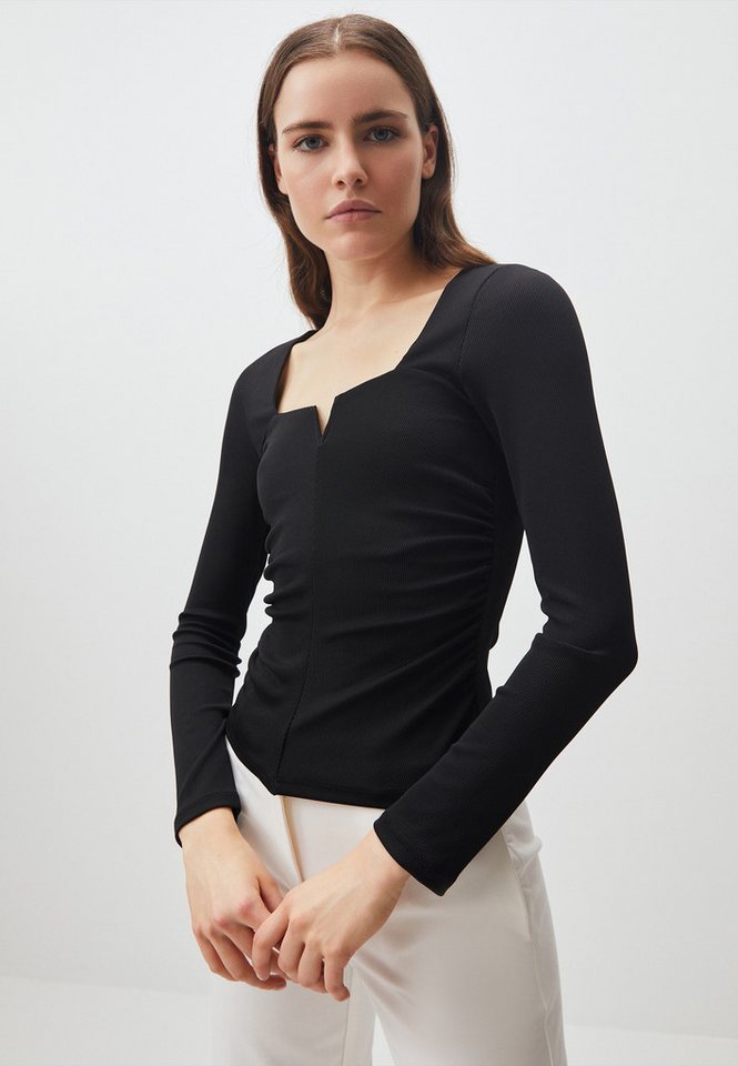 Jimmy Key Blusentop Bluse Mit Eckigem Ausschnitt Und Langen Ärmeln von Jimmy Key