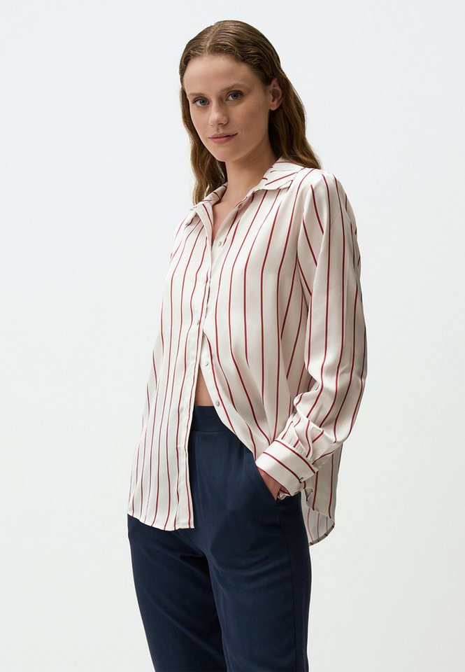 Jimmy Key Shirtbluse Linie Gemustert Langärmlig Satin Hemd von Jimmy Key