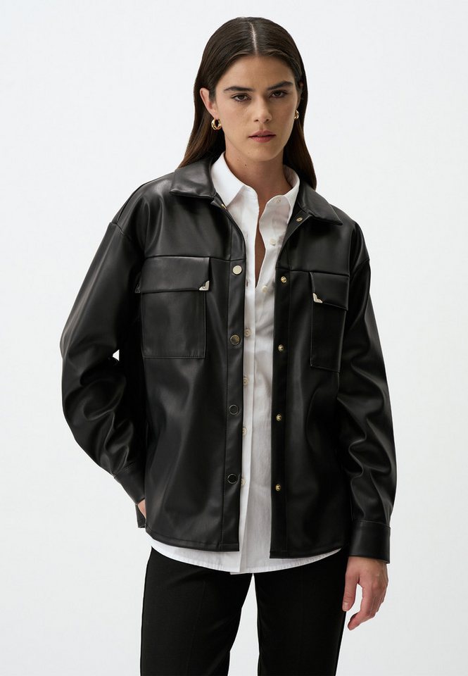 Jimmy Key Hemdbluse Schwarz Kunstleder Overshirt von Jimmy Key