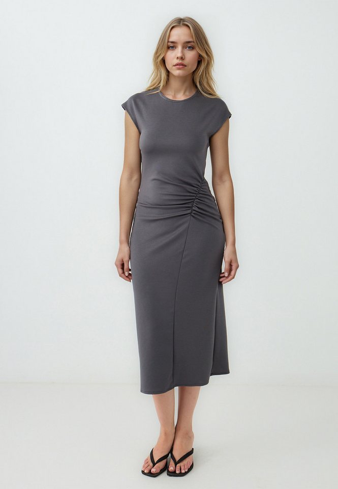 Jimmy Key Midikleid Anthrazitfarbenes Strickkleid mit Rundhalsausschnitt und normaler Pass von Jimmy Key