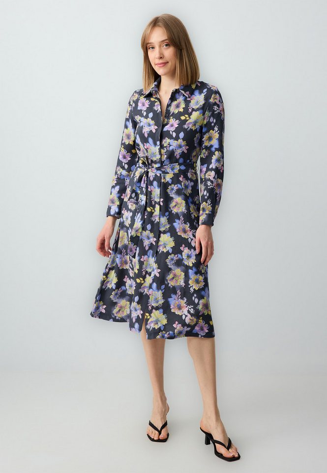 Jimmy Key Shirtbluse Gewebtes Midikleid Mit Blumenmuster Hemdkragen Und Langen Ärmeln von Jimmy Key