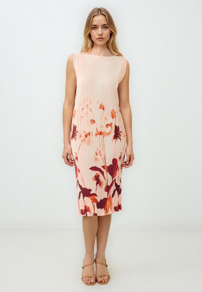 Jimmy Key Midikleid Lachsfarbenes Strickkleid Mit Rundhalsausschnitt Und Normaler Passform von Jimmy Key