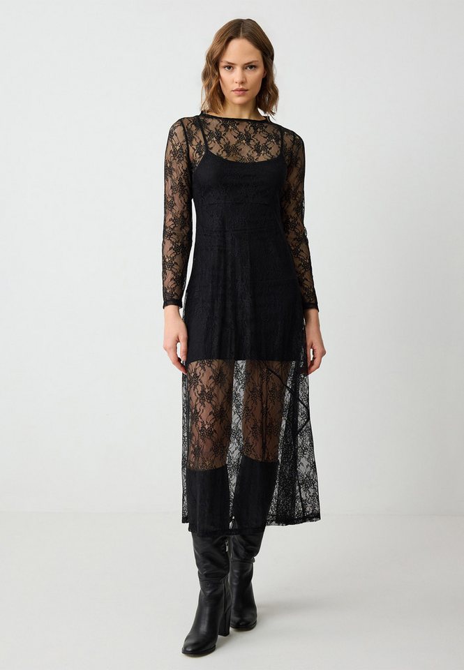 Jimmy Key Midikleid Gestricktes Midikleid Mit Rundhalsausschnitt Und Spitzendetail von Jimmy Key