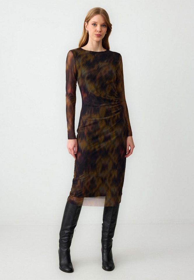 Jimmy Key Midikleid Slim Fit Midi-Strickkleid Aus Netzstoff Mit Leopardenmuster von Jimmy Key