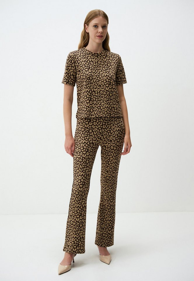 Jimmy Key Strickhose Hohe Taille Slim Fit Hose mit Leopardenmuster von Jimmy Key
