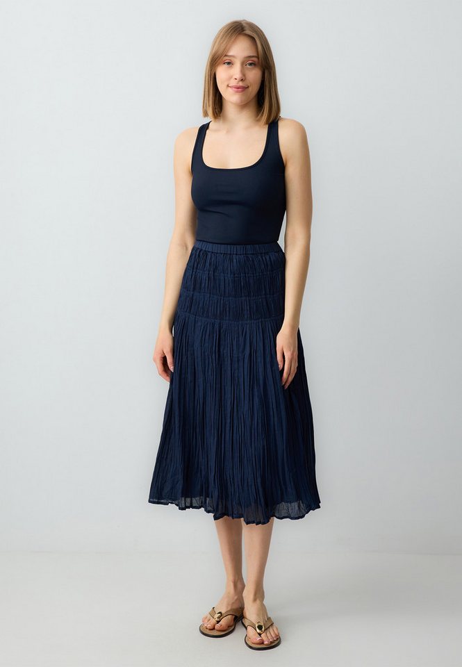 Jimmy Key Relaxhose Relaxed Fit Hoge Taille Katoenen Geweven Midi-rok von Jimmy Key