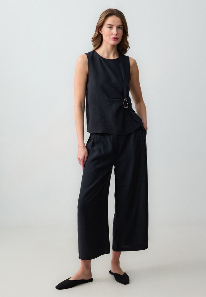 Jimmy Key Relaxhose Relaxed Fit Hoge Taille Wijde Pijpen Korte Geweven Broek von Jimmy Key
