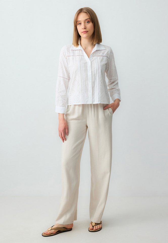 Jimmy Key Strickhose Relaxed Fit Hoge Taille Wijde Pijpen Lange Linnen Broek von Jimmy Key