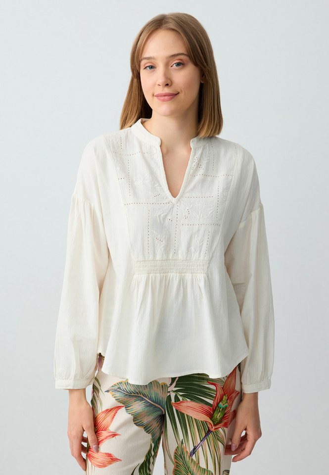 Jimmy Key Relaxhose Relaxed Fit V-hals Lange Mouwen Linnen Blouse von Jimmy Key