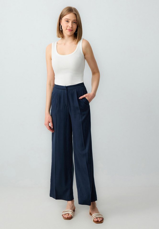 Jimmy Key Strickhose Gewebte Hose Mit Weitem Bein Und Hoher Taille Und Lockerer Passform von Jimmy Key
