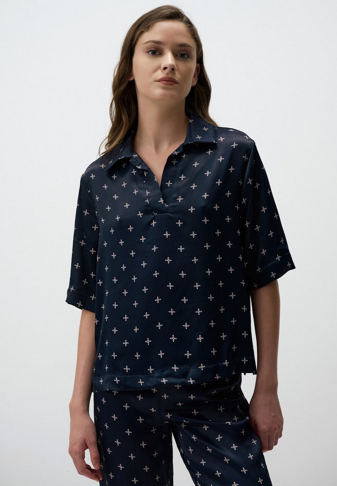 Jimmy Key Satinbluse Marineblau Gemustert Gewebt Bluse von Jimmy Key