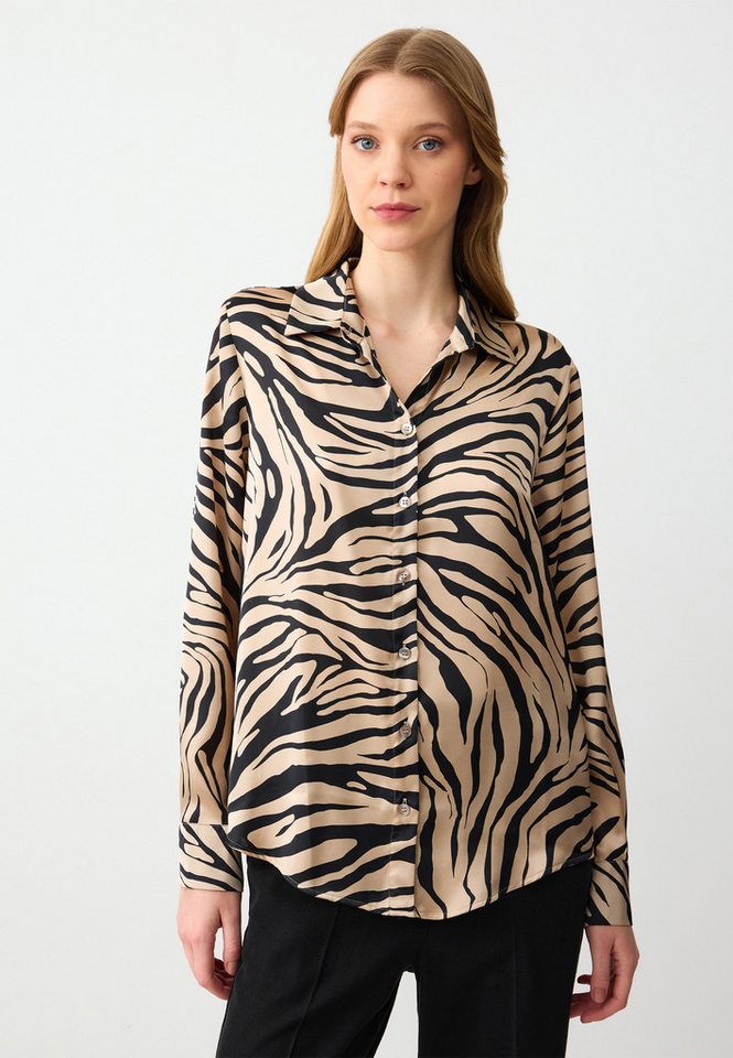Jimmy Key Shirtbluse Beiges Hemd Mit Zebramuster von Jimmy Key