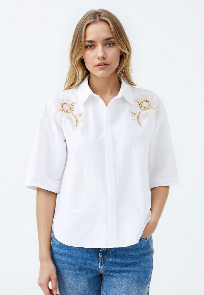 Jimmy Key Shirtbluse Gewebtes Hemd in Ecru von Jimmy Key