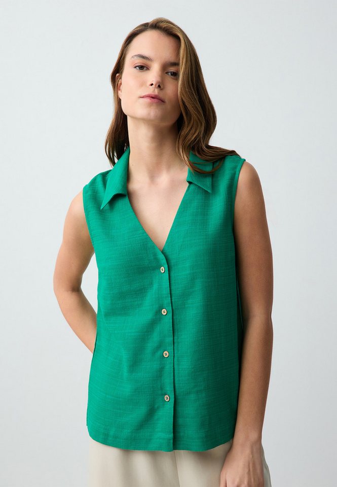 Jimmy Key V-Ausschnitt-Pullover Regular Fit V-hals Geweven Groen Shirt von Jimmy Key