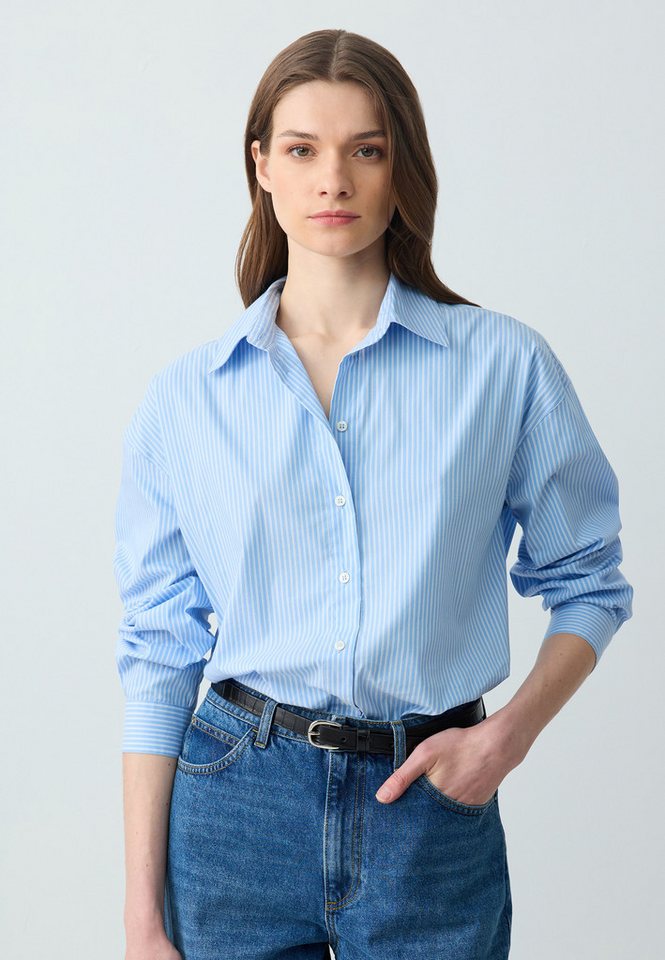 Jimmy Key Shirtbluse Gewebtes Blaues Hemd von Jimmy Key