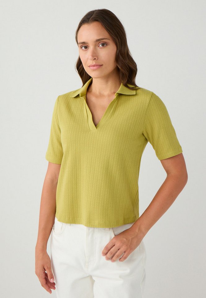Jimmy Key Shirtbluse Grüne Strickbluse mit Hemdkragen in normaler Passform von Jimmy Key