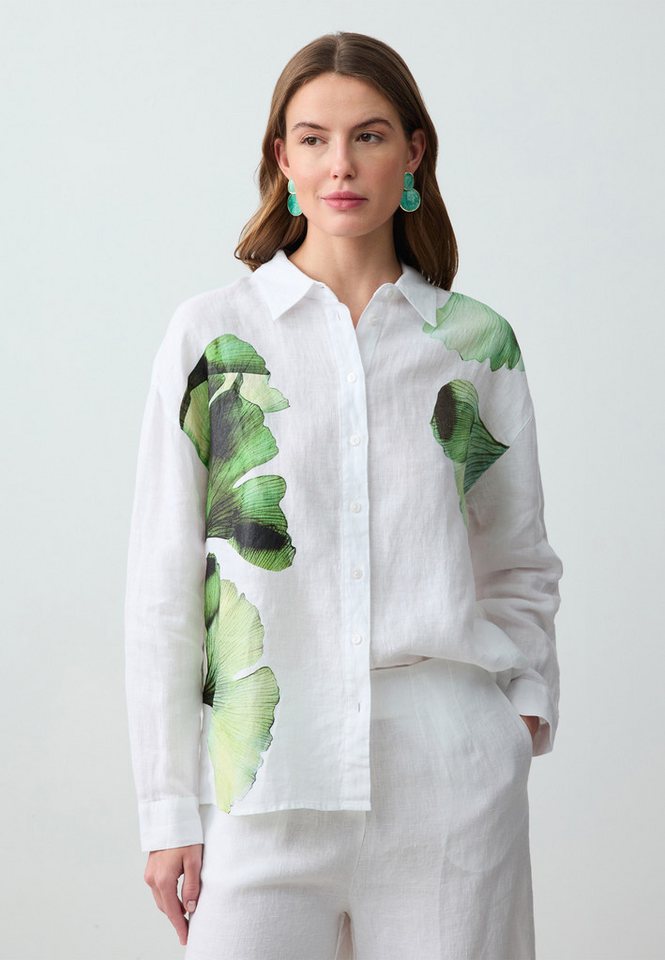 Jimmy Key Shirtbluse Langärmliges Leinenhemd Mit Blumenmuster von Jimmy Key