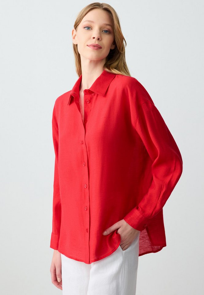 Jimmy Key Shirtbluse Locker geschnittenes Hemd mit Hemdkragen in Rot von Jimmy Key
