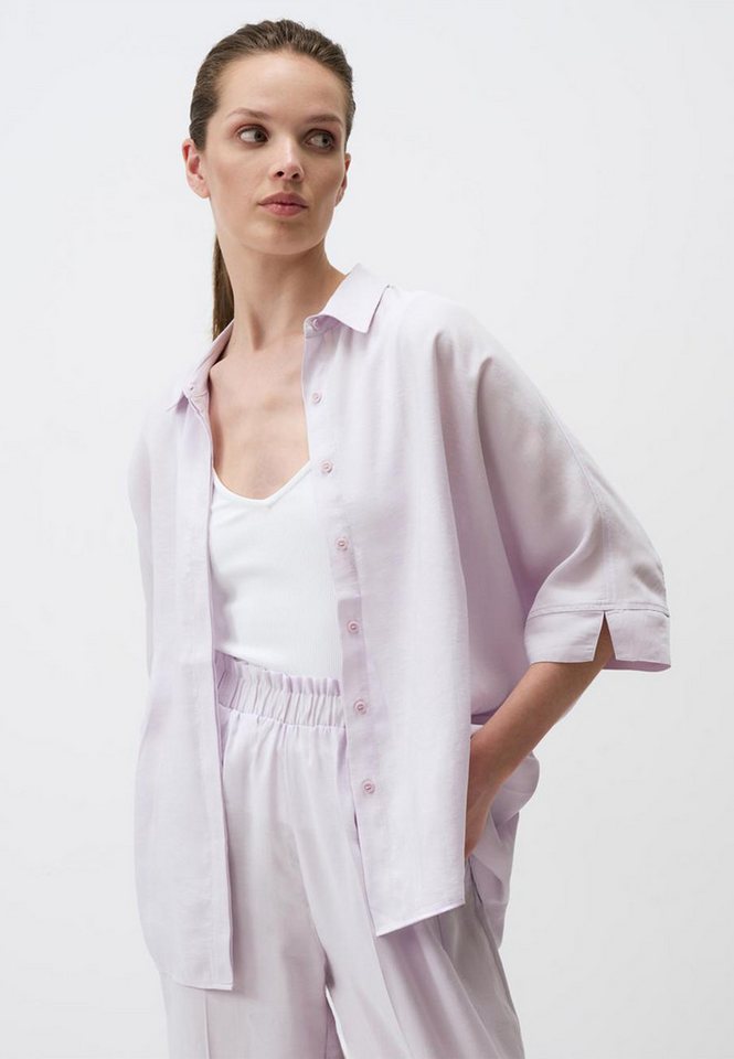 Jimmy Key Shirtbluse Lockere Passform Dreiviertelärmlig Schlitz Hemd von Jimmy Key