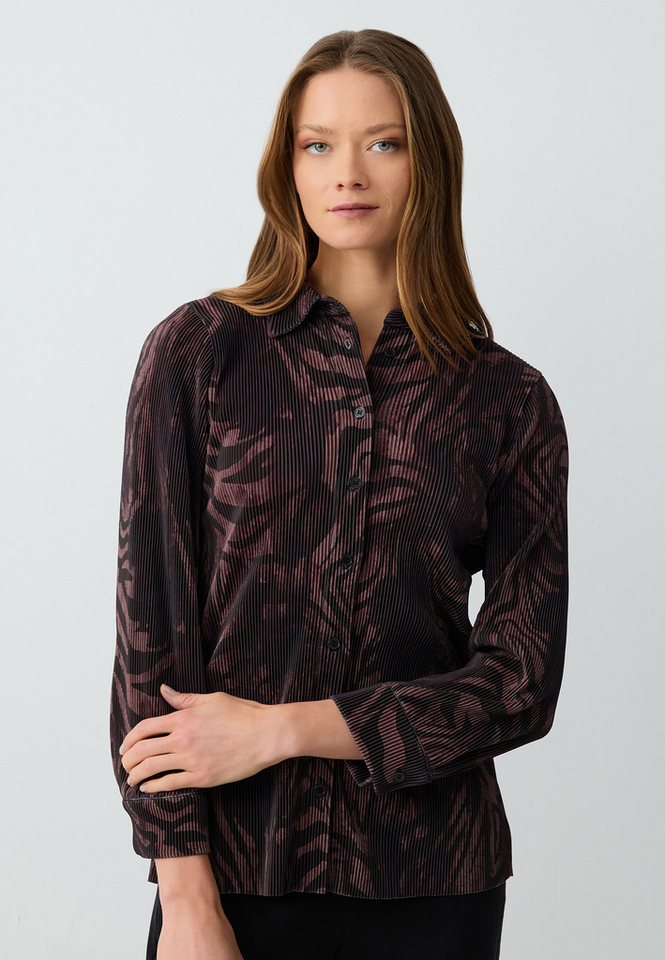 Jimmy Key Shirtbluse Normale Passform Hemdkragen Braunes Hemd von Jimmy Key