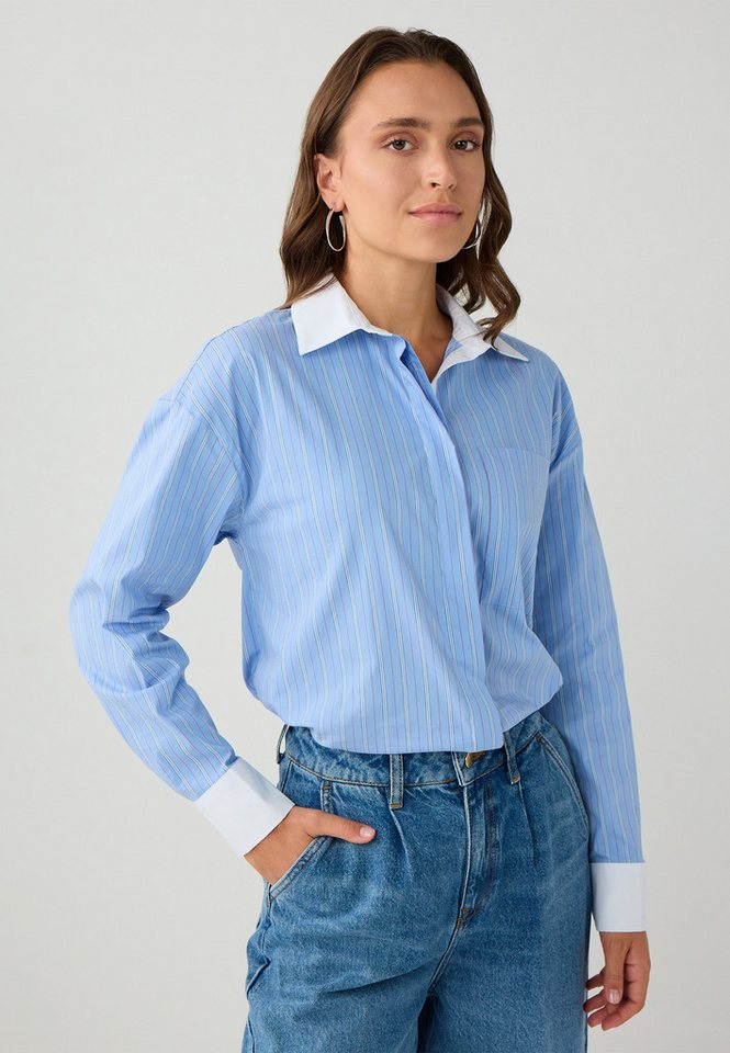 Jimmy Key Shirtbluse Regular Fit Hemdkragen Gewebtes Hellblaues Hemd von Jimmy Key