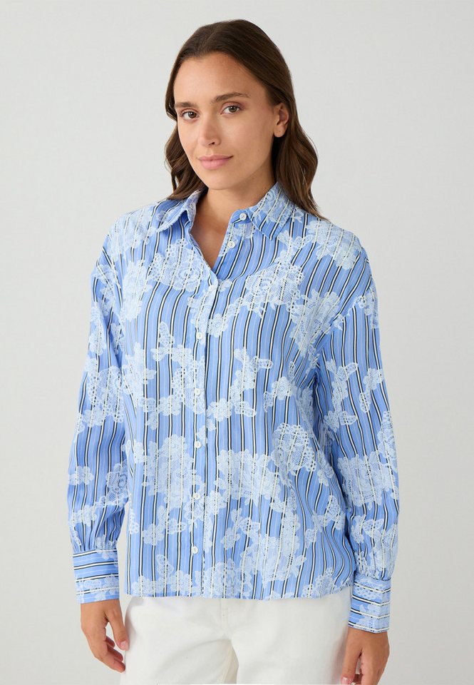 Jimmy Key Shirtbluse Regular Fit Hemdkragen Gewebtes blaues Hemd von Jimmy Key