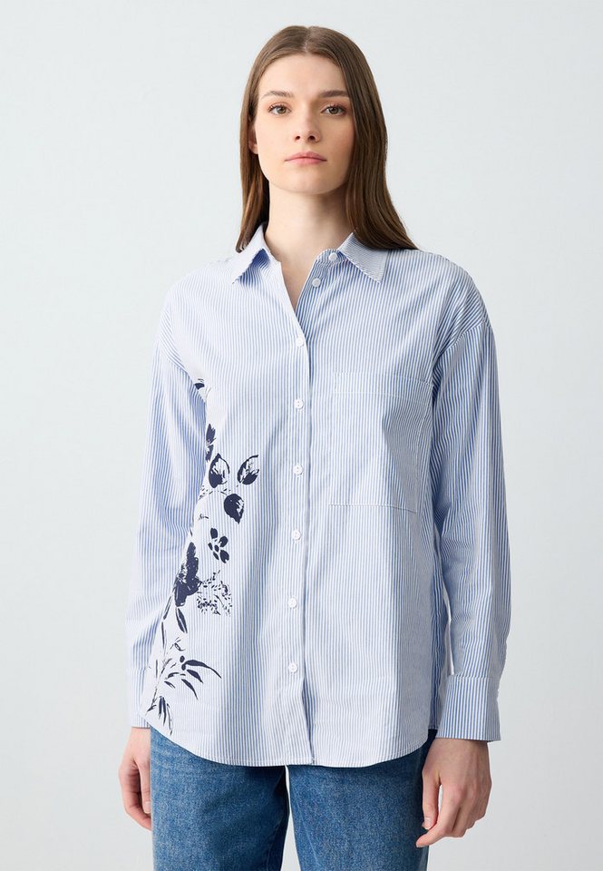 Jimmy Key Shirtbluse Regular Fit Overhemdkraag Geweven Blauw Overhemd von Jimmy Key