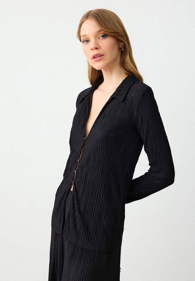 Jimmy Key Shirtbluse Schwarze Plissierte Eleganzbluse von Jimmy Key